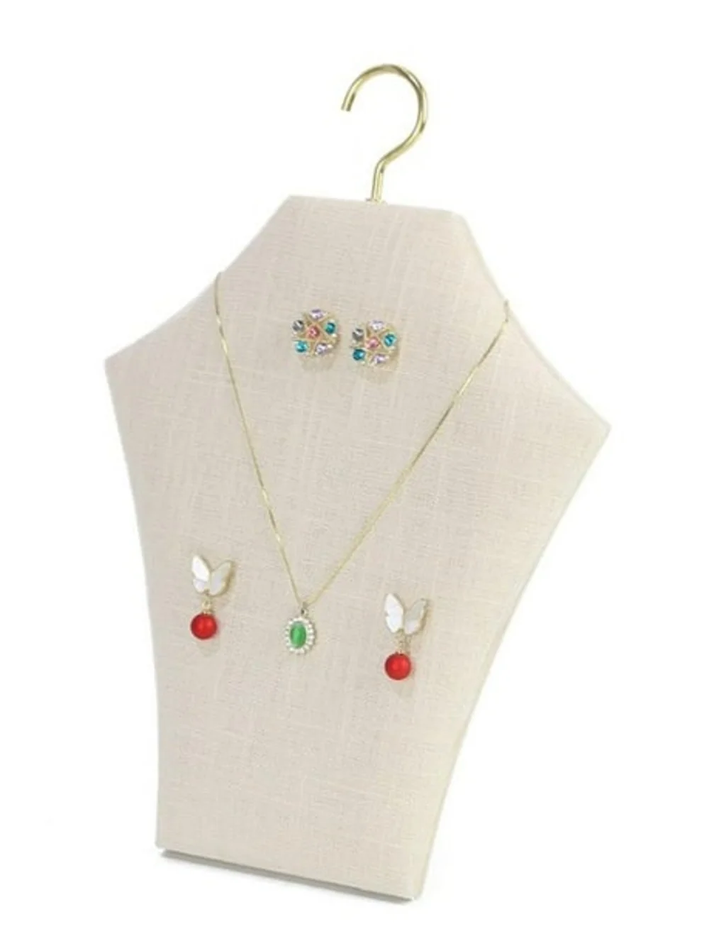Cream Jewelry Display Bust with Gold Hook